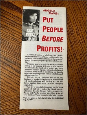 Angela Davis Pamphlet Dodge Main Rally Detroit Labor 1979 Original Coco Hall