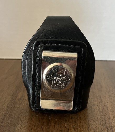 Tex Shoemaker Bikini Handcuff Case Black Leather w/Belt Clip