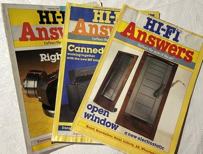 Vintage Hi-Fi Answers Magazine SET of 3  9/86, 12/86, 2/87 (BRITISH HIFI)