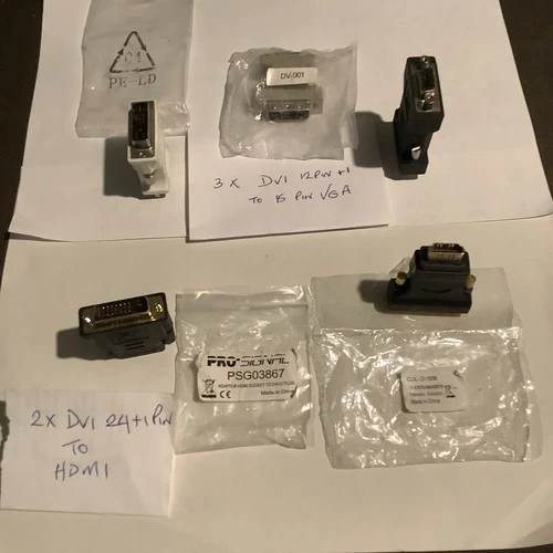 Job Lot 24+1 Pin DVI M To HDMI FEMALE & DVI 12+1 Pin to 15 Pin VGA CONVERTER