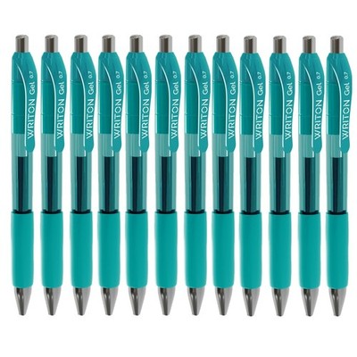 Writon Retractable Gel Pens, Comfort Grip, 0.7mm Fine Point, Dark Green Ink, ...