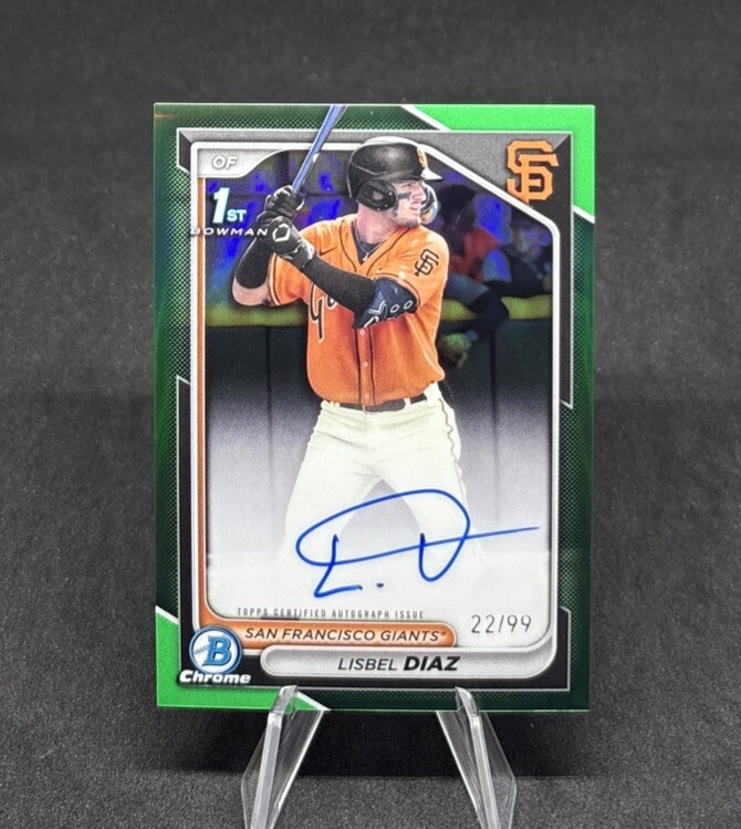 2024 Topps Bowman Chrome Lisbel Diaz 1st Bowman True Green Refractor /99 Auto