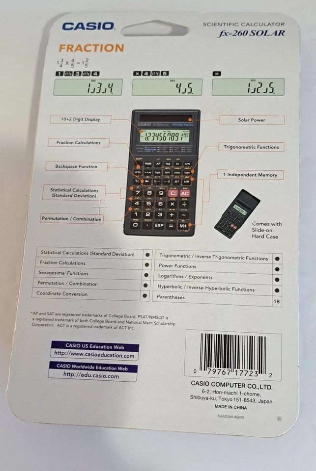 New SENTRY 250-Funtion Graphing Calculator and New Casio fx-260 SOLAR Scientific - Image 4 of 4
