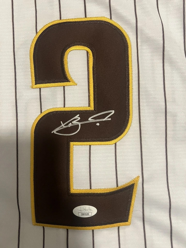 Camiseta deportiva firmada por XANDER BOGAERTS de los Padres autografiada automática + ¡CERTIFICADO DE AUTENTICIDAD JSA! Foto 4 de 4