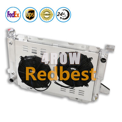 4 Row Alu Radiator+Shroud+Fan For 1985-1997 Ford F-150 F-250 HD F-350 Bronco V8