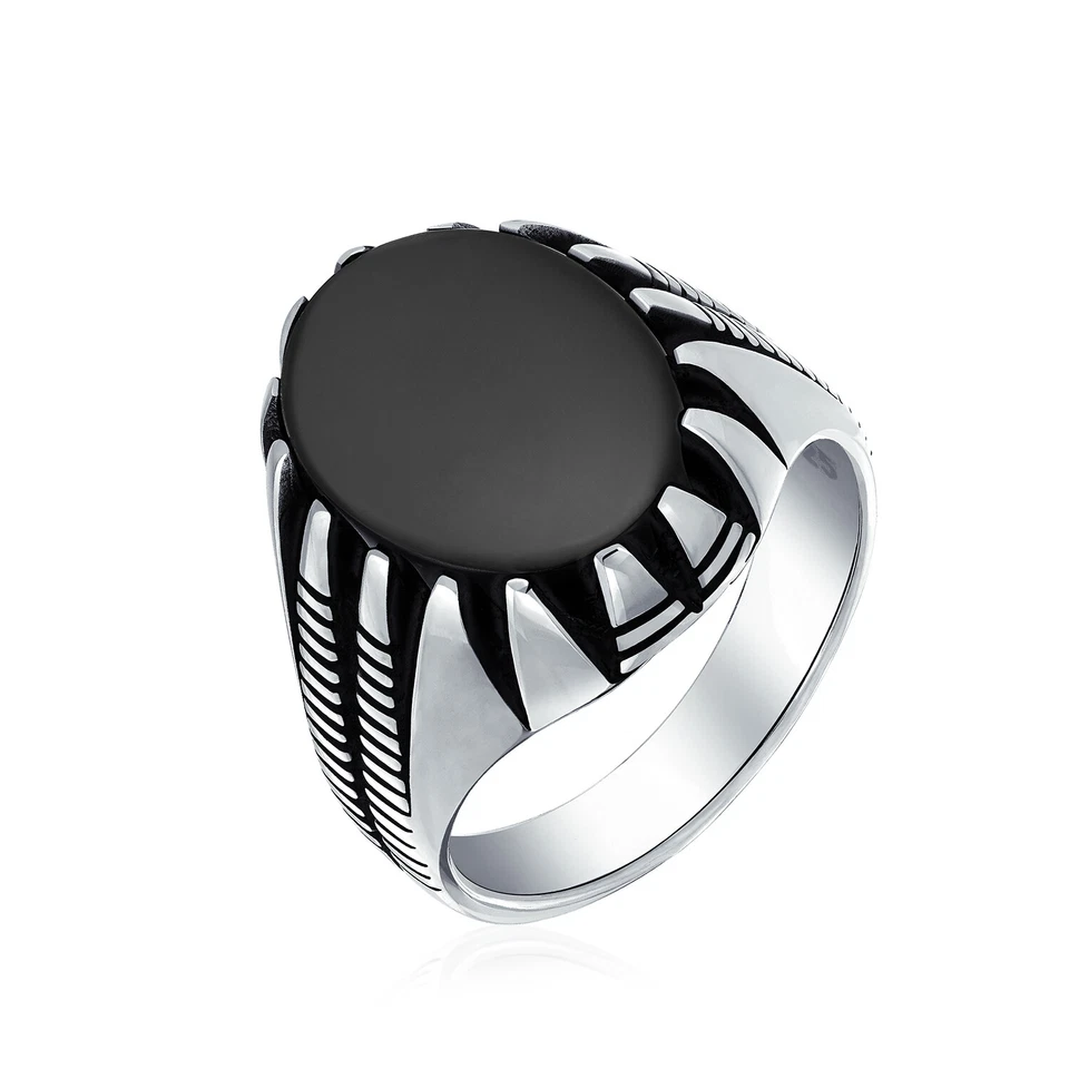 Conjunto de joyas de motociclista personalizadas para hombre garra de animal grande ovalado cabujón piedras preciosas Foto 2 de 4