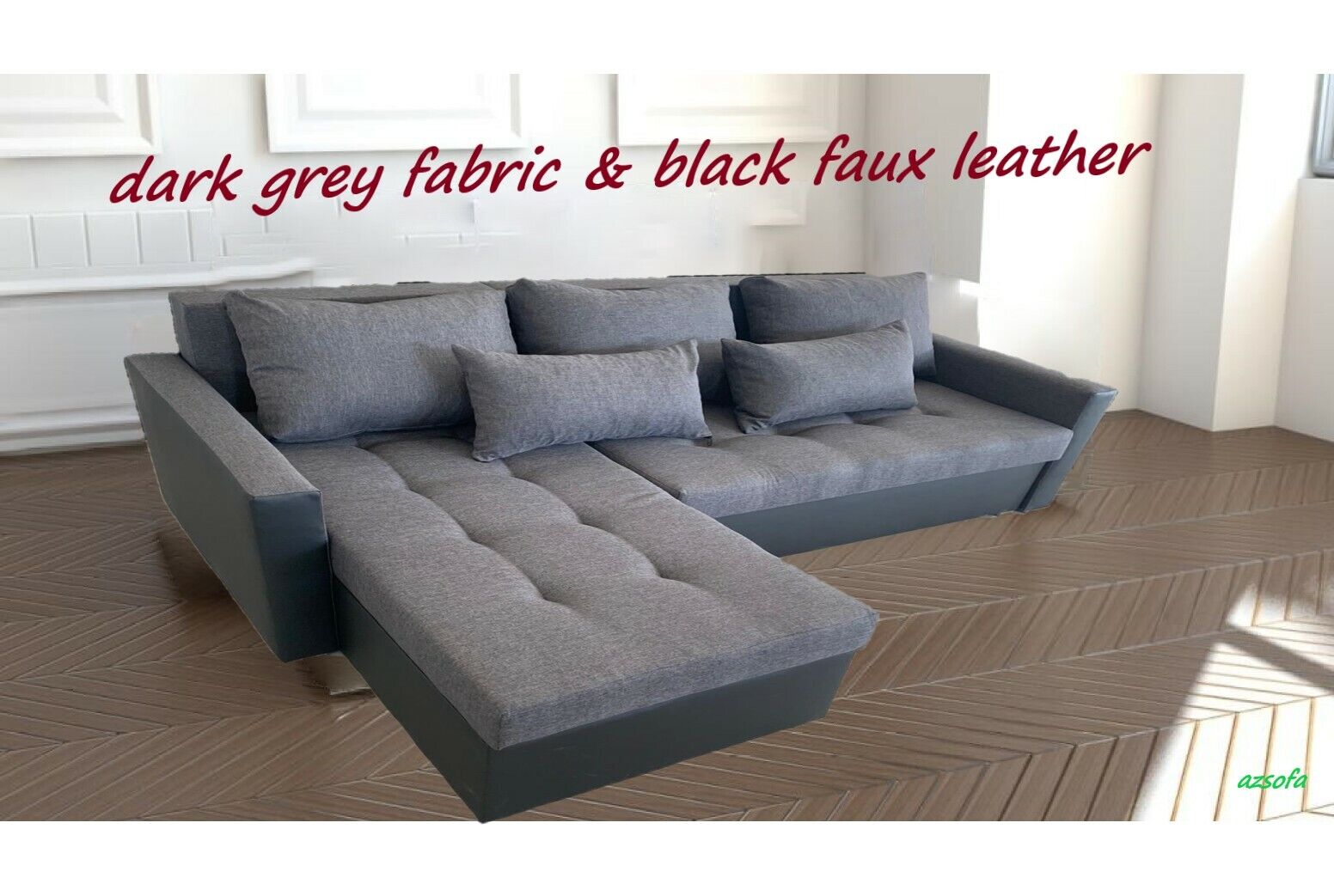 Grey &Amp; Black L-Shaped Corner Sofa Bed 2 Storage Boxes | Ebay