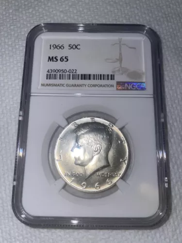 1966 KENNEDY HALF DOLLAR MS65.  NGC CERTIFIED.  OUTSTANDING CONDITION.