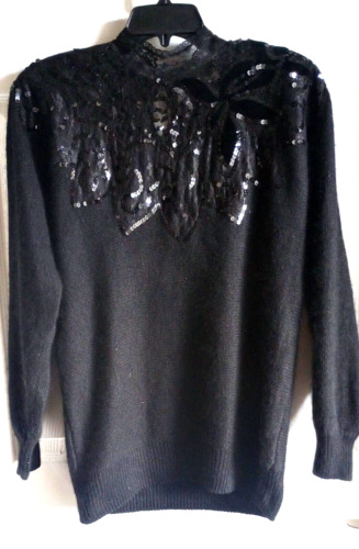 VTG 80’s Nilani Women Sweater Sequins Lace Silk An
