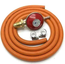 LPG Propane Gas Low Pressure Regulator With 2 Metre 8mm Hose Pipe & Clips