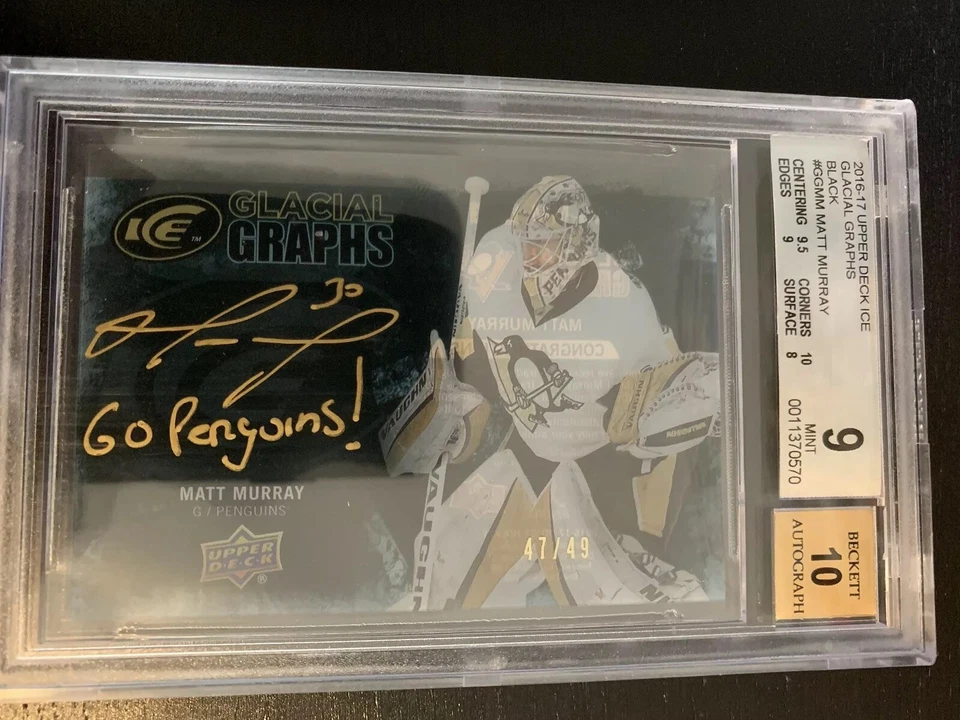 2016-17 UD Ice Hockey #GG-MM Matt Murray Glacial Graphs /49 Beckett 9.0 Mint - Image 3 of 4