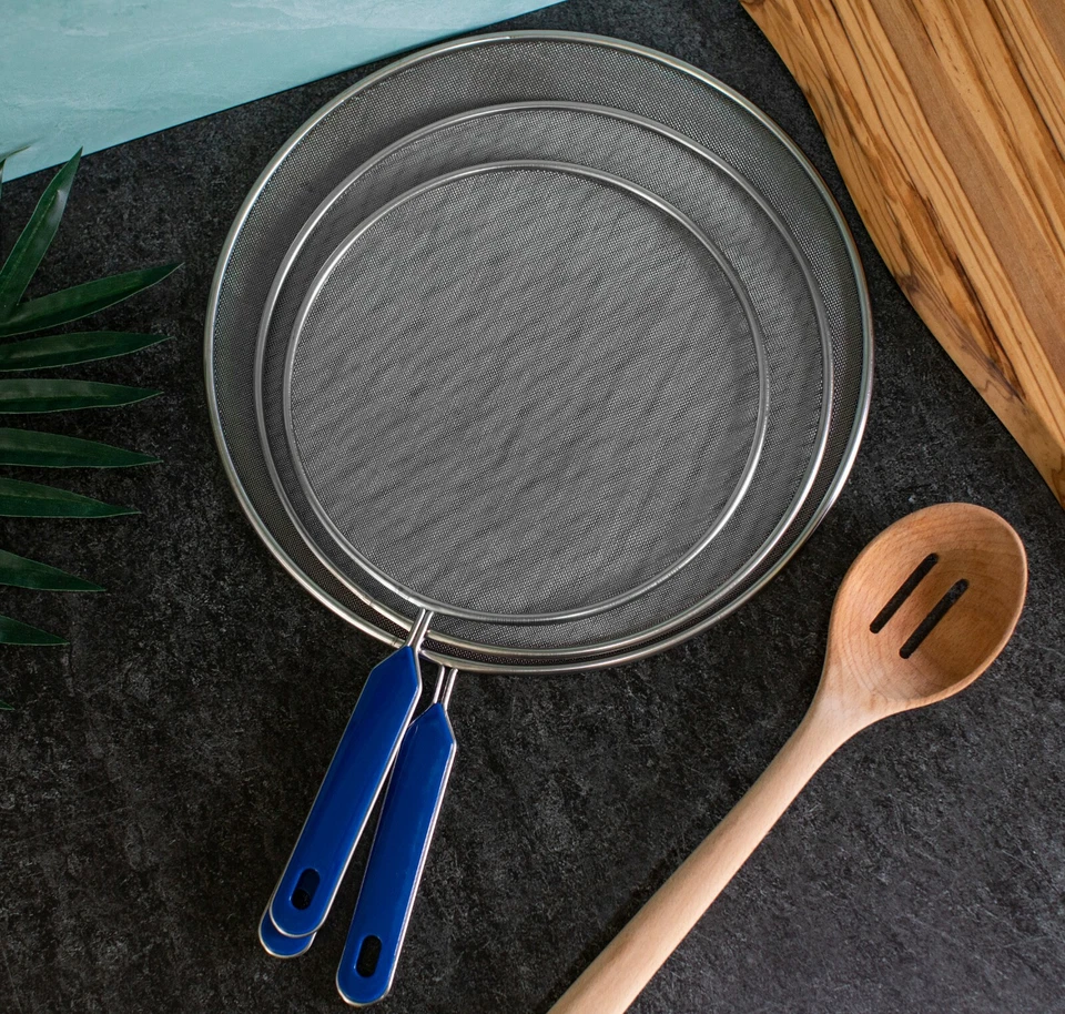 Stainless Steel Splatter Screen Guard Set of 3 - 8", 10" and 11" Cooking Shield - Image 3 of 4