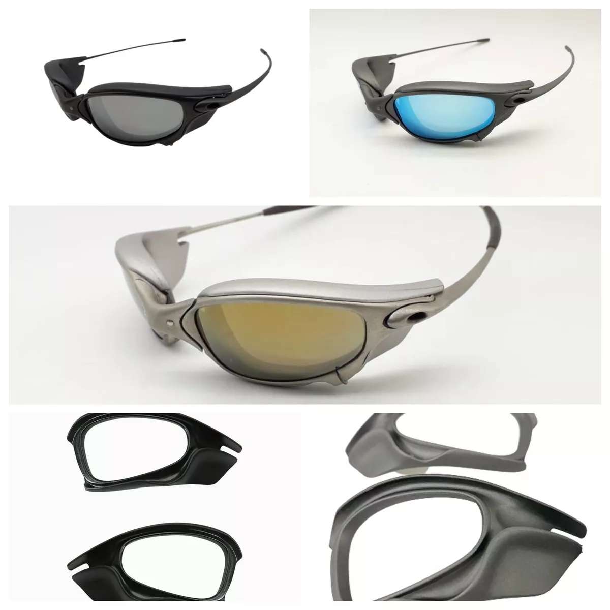 Replacement Side Blinders for Oakley Juliet sunglasses Double x metal Gray  black