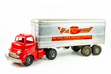 Vintage 1950s Wyandotte 24" Grey Van Lines Long Distance Moving Truck & Trailer