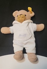 Steiff Sleep Well Bear Blue 8" Brass Metal Button in Ear Yellow Tag Retired