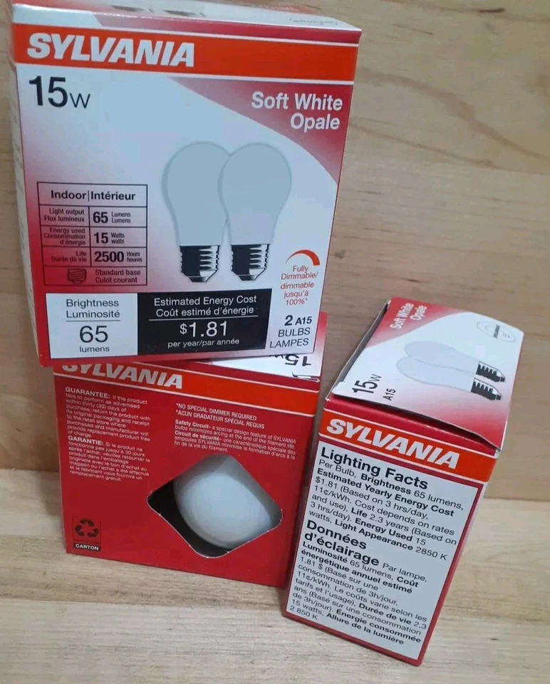 3[2pks]:  SYLVANIA 15Watt Soft White Light Bulbs A15 SAVES ENERGY 65lum DIMMABLE - Image 3 of 3