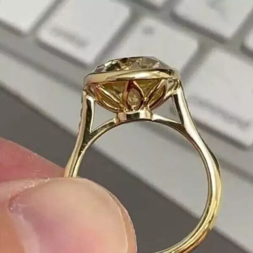 2Ct Cushion Cut Lab-Created Diamond Halo Engagement Ring 14k Yellow Gold Plated - Picture 3 of 6