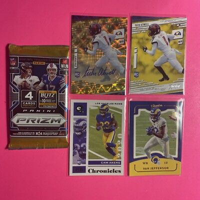  LA RAMS Rookie Card Tutu Atwell AUTO Akers Green SP Jefferson RC Prizm Pack 