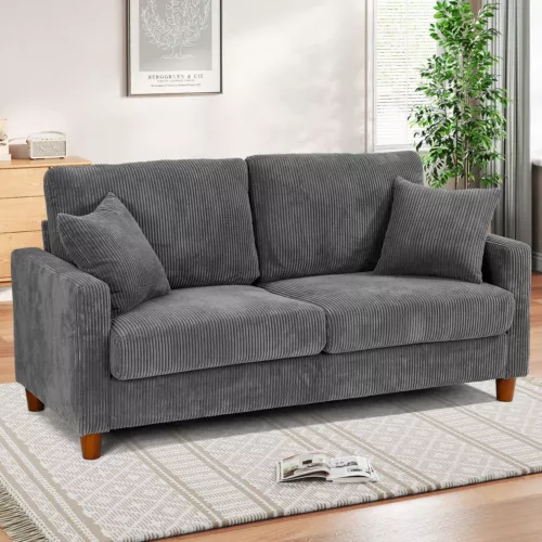 2 / 3 Seater Teddy Velvet Sofa with 2 Pillows Couch usine Love Seat Settee Green Gray