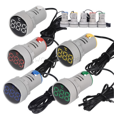 AC 50-380V 22MM Mini LED Indicator Digital Display Thermometer Temperature Meter