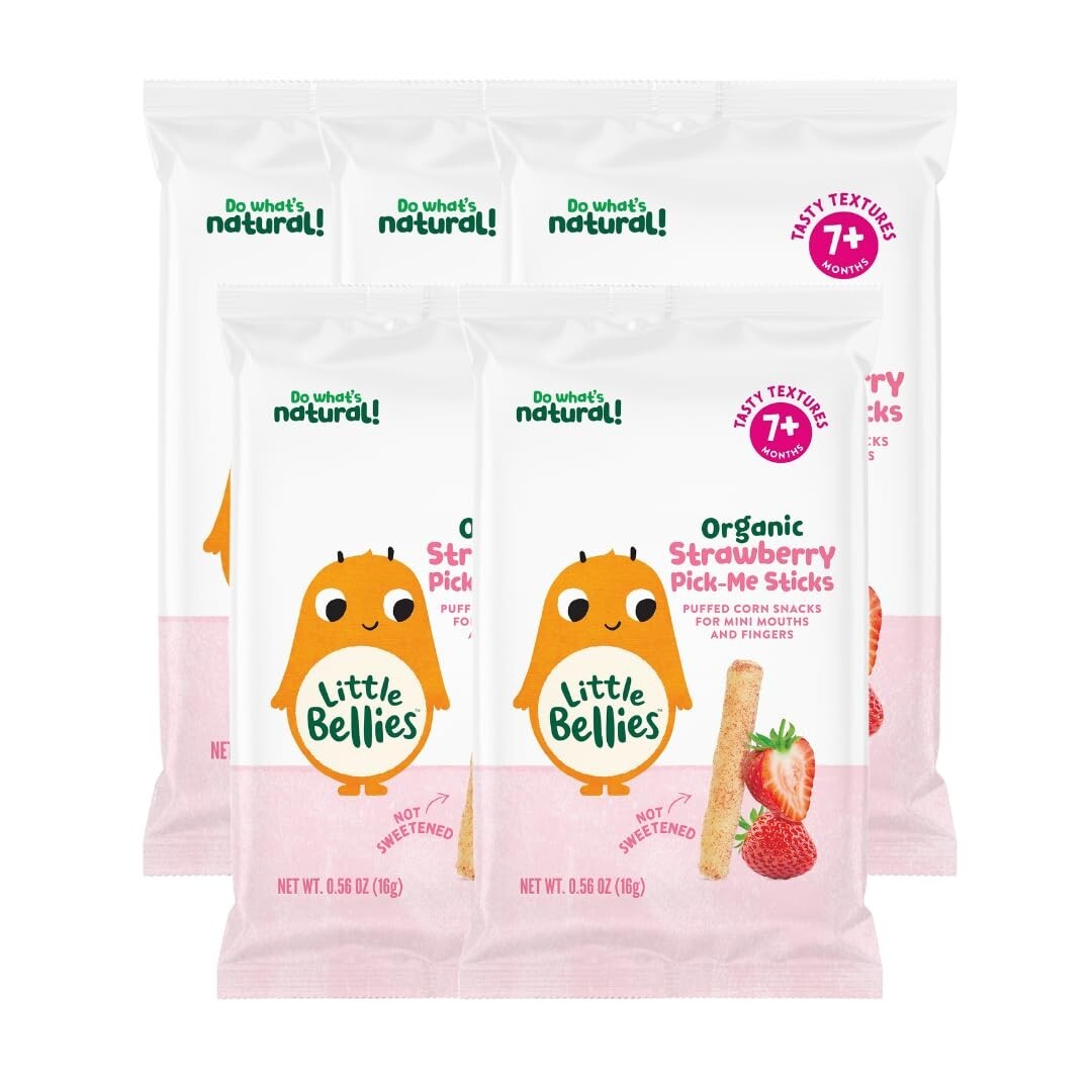 Little Bellies Organic Strawberry Pick-Me Sticks Baby Snack (Pack of 5 x 0.56 oz