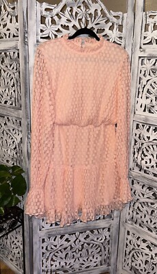 peach lace dress with sleeves Peach Embroidered Lace Cap Sleeve Midi Dress