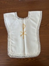 Vintage Catholic Christening Pullover Bib Robe 1980's