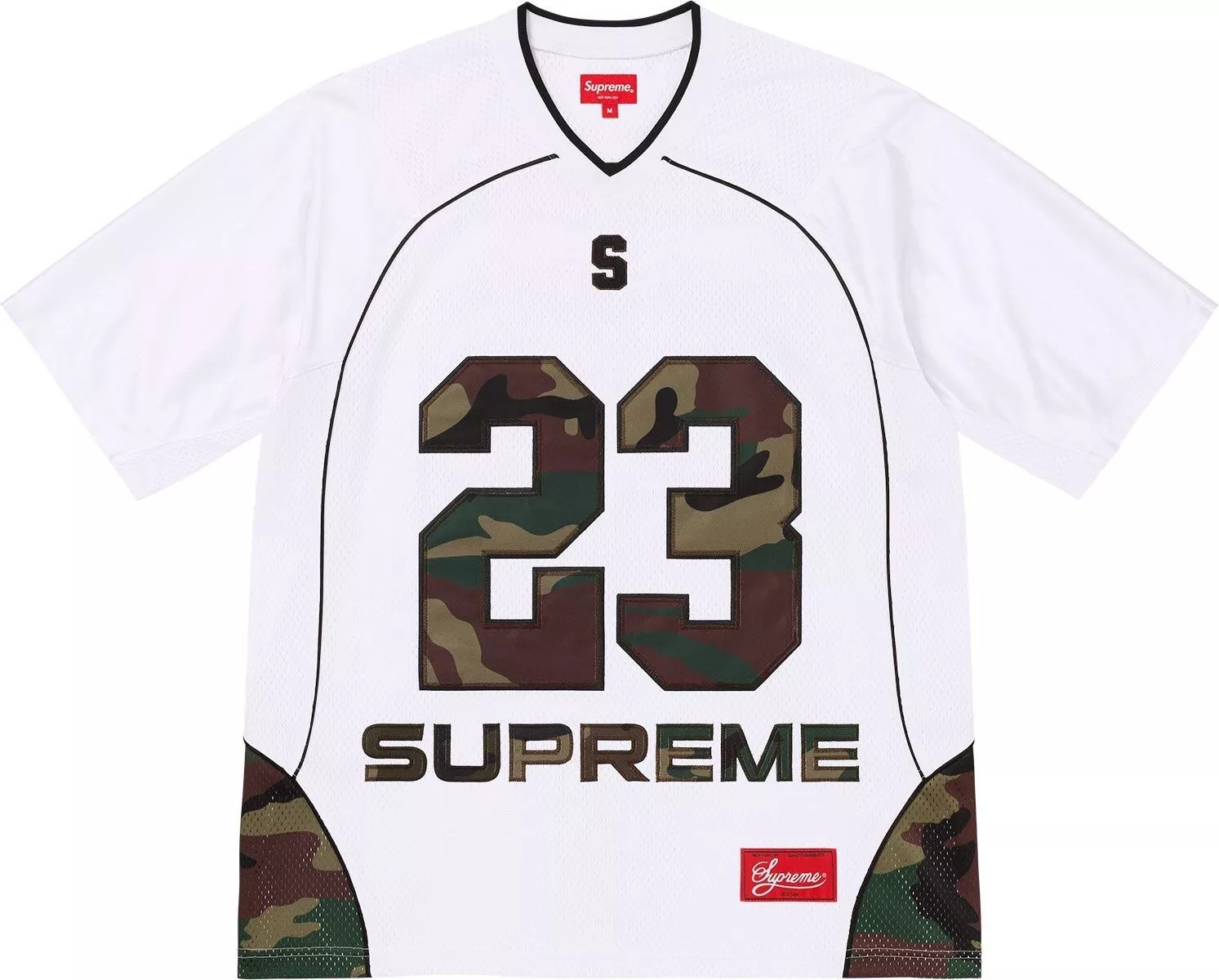 Maillot de football Supreme SS23 Perfect Season haut camouflage blanc neuf DS Medium