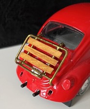 Heckgepäckträger  VW Käfer aus Harz Gold verchromt  mit Echten Holz  1:18