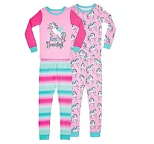 Member's Mark Youth Girls 4-Piece Favorite Unicorns Pajamas Size 8