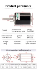 XD-3420 12/24V 30W Permanent Magnet DC Motor High Speed For Mechanical Equip CBK