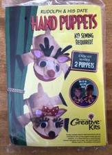 CREATIVE KIT Felt Hand Puppets 2 Rudolf  His Date, NO SEWING, NIP