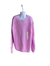 Cat and Jack Girls Cable Knit Soft Pullover Sweater In Purple XS 4/5