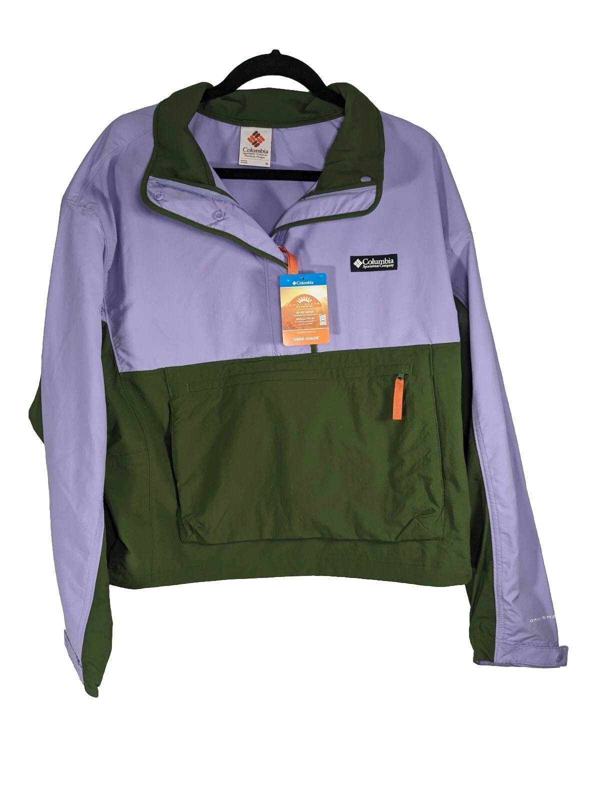 Women's Columbia Deschutes Valley Wind Shell Jacket - XL Purple And Green