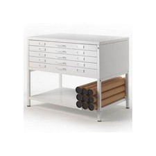 Cassettiera Portadisegni PREMIUM A0 5 Cassetti rialzo+ripiano.  Bianco orizzonta