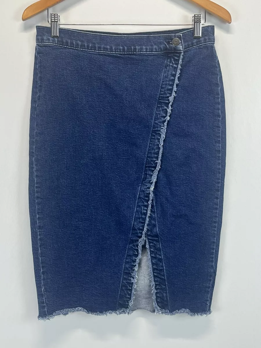 Zip through top denim midi skirt