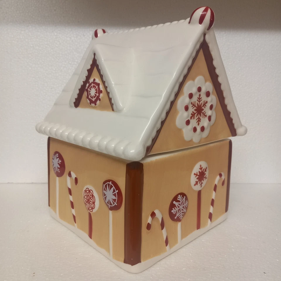 M&S Cookie Jar Biscuit Barrel Ceramic Gingerbread House Marks & Spencer VGC - Image 4 of 4