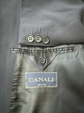 Men  s 42 Long L CANALI Sport Coat Blazer Jacket Made In Italy Navy Blue 3 Button