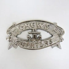 "Crews Quarters" Door Sign - Silver Finish - Nautical Wall Decor - Boat Cabin