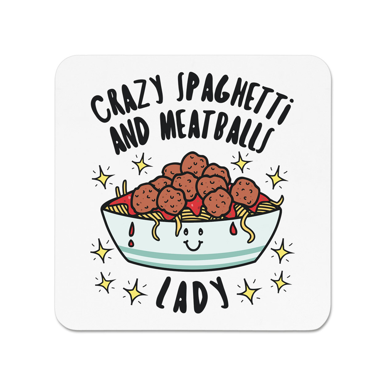 Crazy Spaghetti And Meatballs Lady Stars Fridge Magnet Funny Joke Food
