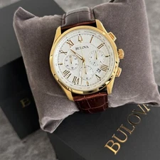 Bulova Men's Wilton Classic White Textured Dial Chronograph Watch 97B169