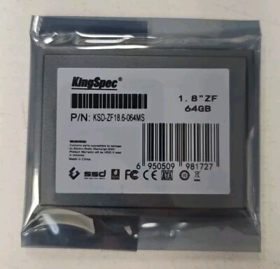 New!  KingSpec KSD-ZF18.6-064MS 64GB 1.8'' ZIF Solid State Hard Drive SSD