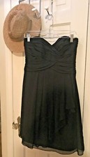 Bill Levkoff Black Chiffon Strapless Bridesmaid Dress Altered Size 10