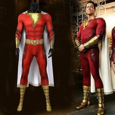Shazam Fury of Gods Billy Captain Cosplay Costume Bodysuit Zentai Tight Jumpsuit