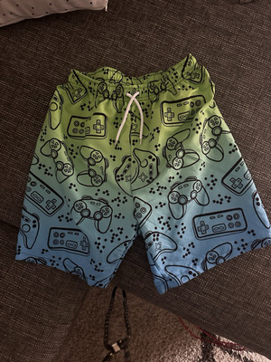 Primark Jungen Badeshorts Gr. 170 Grün/Blau Gaming-Controller, Kordelzug