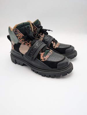 Dolce & Gabbana Boots Mens Size 11 Multi Leather Leopard Combat Chunky CS1699