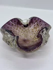 Vtg Murano Cranberry Art Glass Gold Fleck Ashtray/Bowl