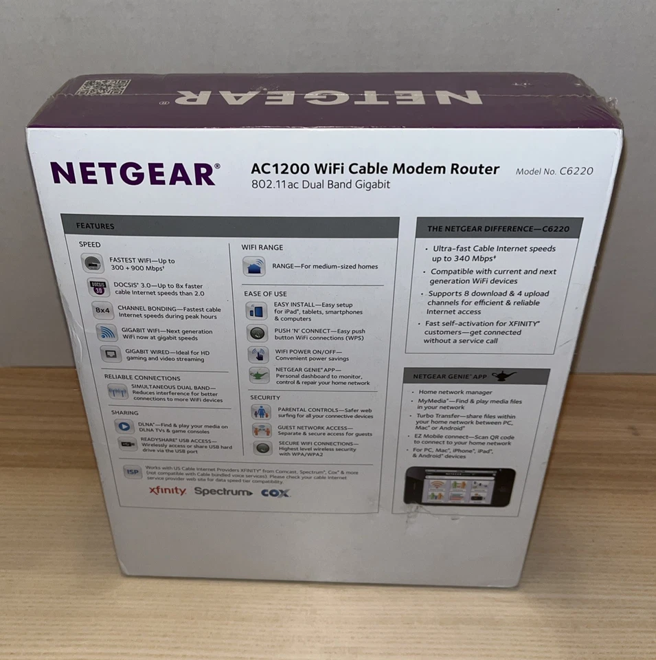 NEW NETGEAR C6220 / AC1200 DOCSIS 3.0 High Speed WiFi Cable Modem Router - Image 2 of 4