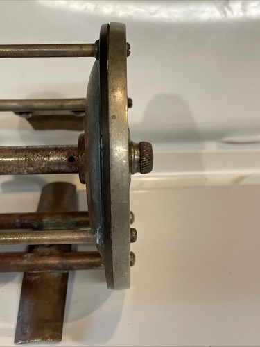Antike Julius Vom Hofe Freispule Leder Daumenschleppen Hartgummi Größe 3/0 Rolle - Bild 10 von 22