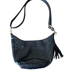 Hobo Black Leather Purse Gold Hardware Tassel